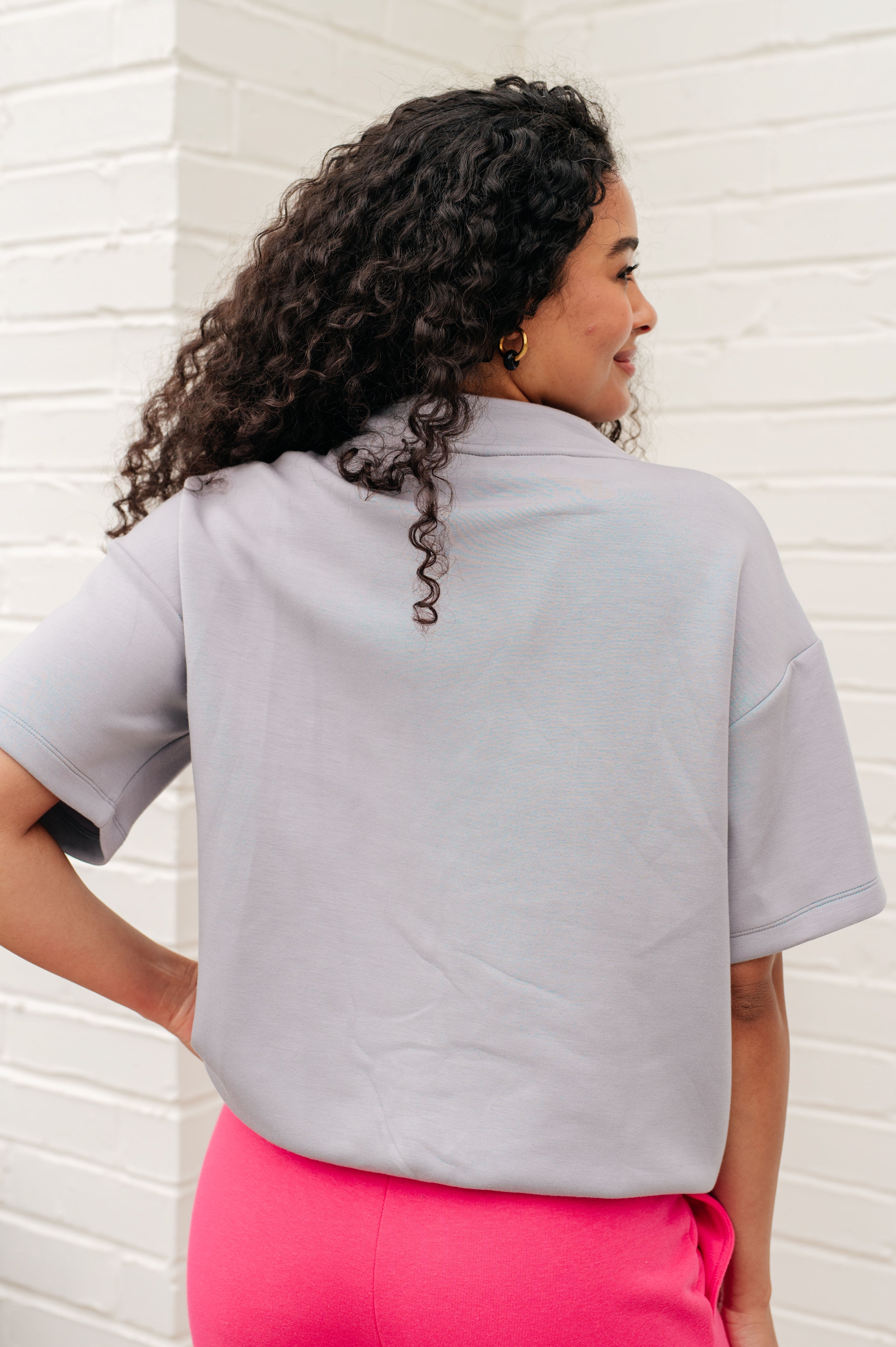 I Just Felt Like It Mock Neck Top in Mystic Grey - Charming Charlie