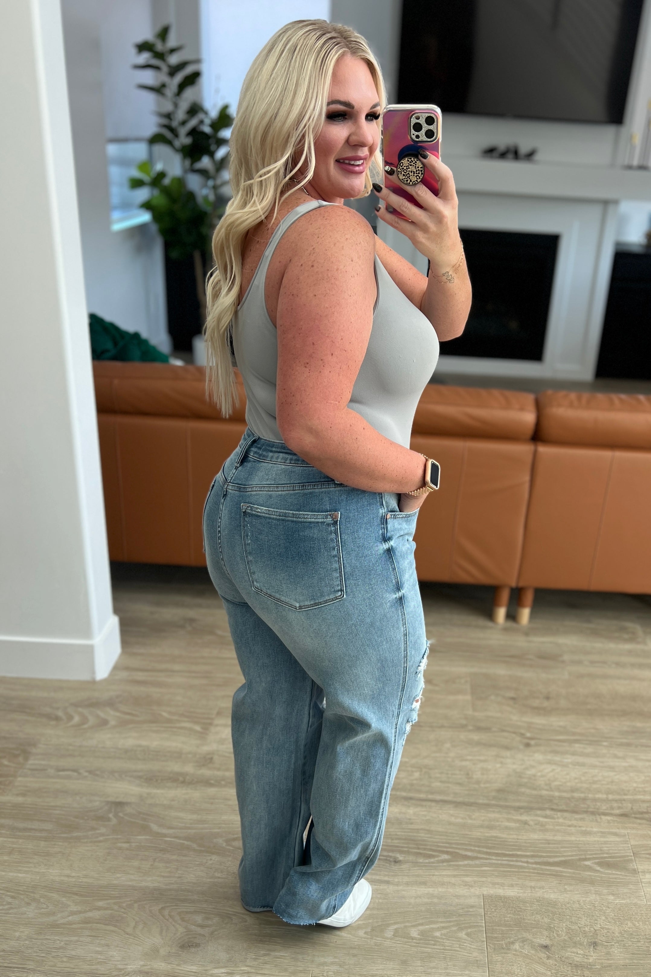 Ramona High Rise Rigid Magic Destroyed Straight Jeans - Charming Charlie