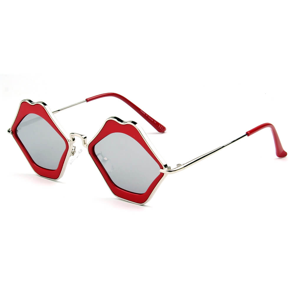 MADISON | S3002 - Womens Fashion Funky Mouth Kissing Lip Shape Hippie Love Party Sunglasses - Cramilo Eyewear - Stylish Trendy Affordable Sunglasses Clear Glasses Eye Wear Fashion
