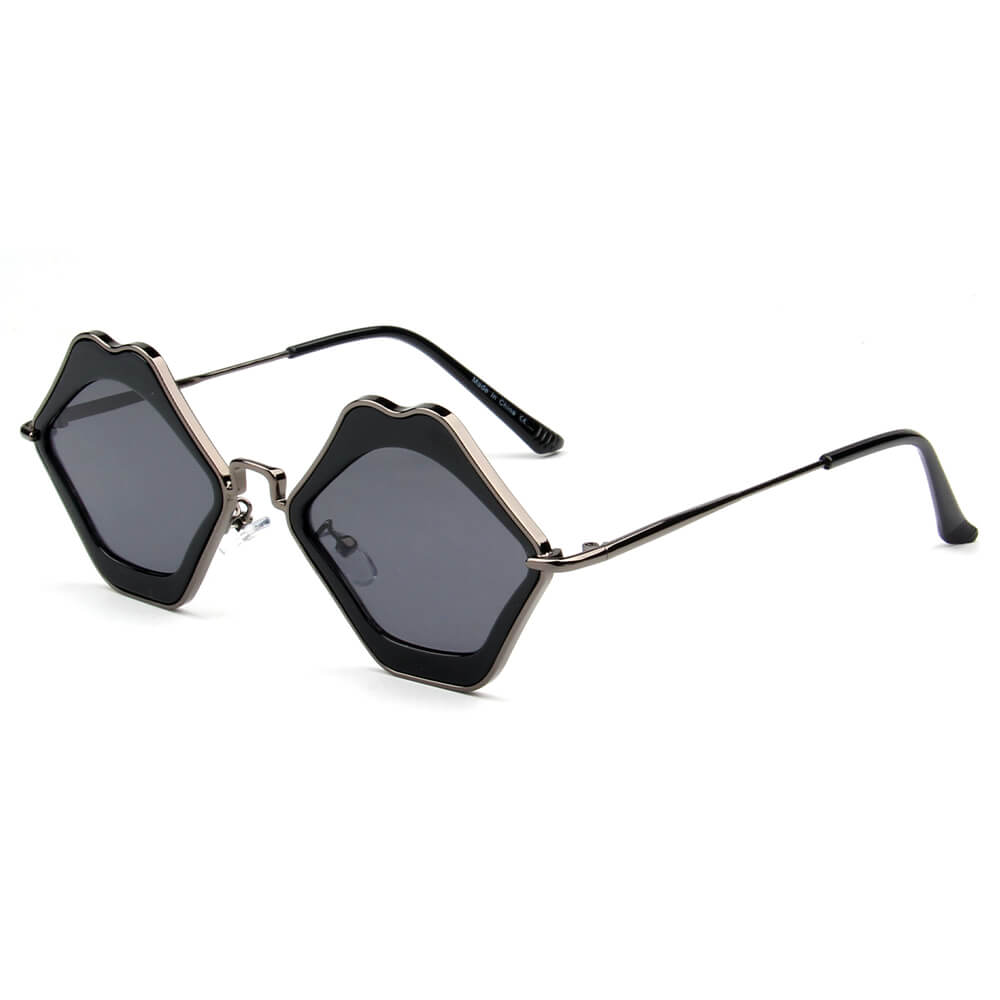 MADISON | S3002 - Womens Fashion Funky Mouth Kissing Lip Shape Hippie Love Party Sunglasses - Cramilo Eyewear - Stylish Trendy Affordable Sunglasses Clear Glasses Eye Wear Fashion