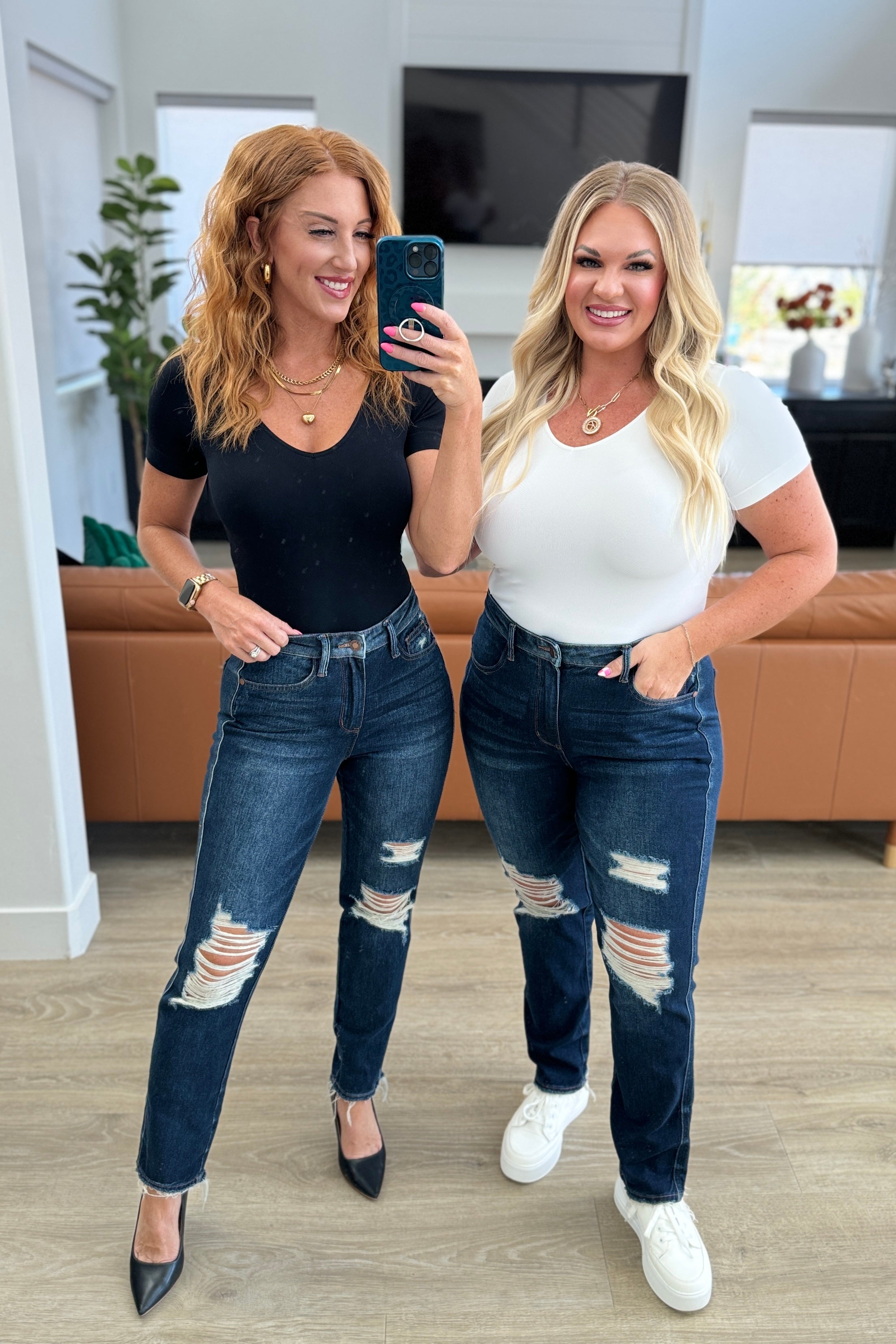 Montana High Rise Rigid Magic Distressed Straight Jeans - Charming Charlie