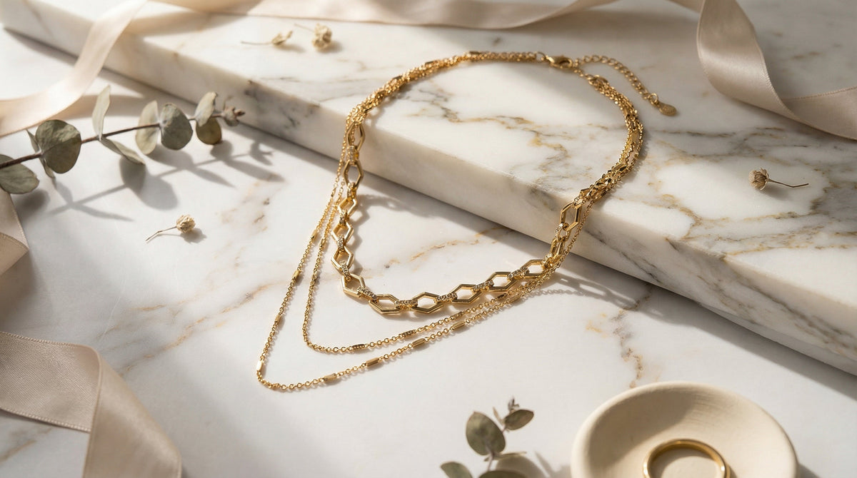 3 Row Gold Layer Necklace - Charming Charlie