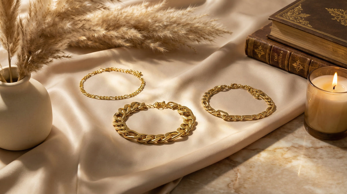 3 Row Gold Link Bracelet - Charming Charlie