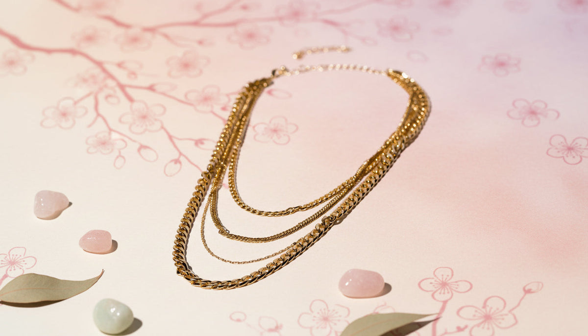 4 Row Gold Chain Multi Layer Necklace - Charming Charlie
