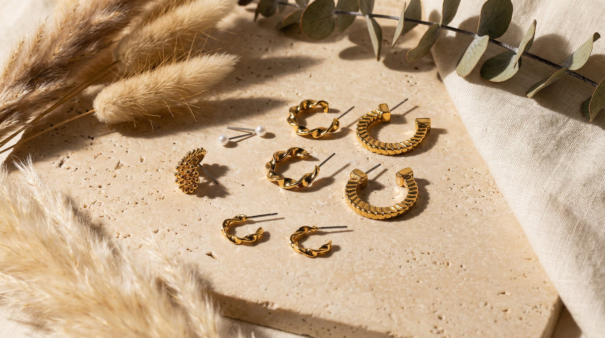 5 Pack Gold Hoop Earrings - Charming Charlie