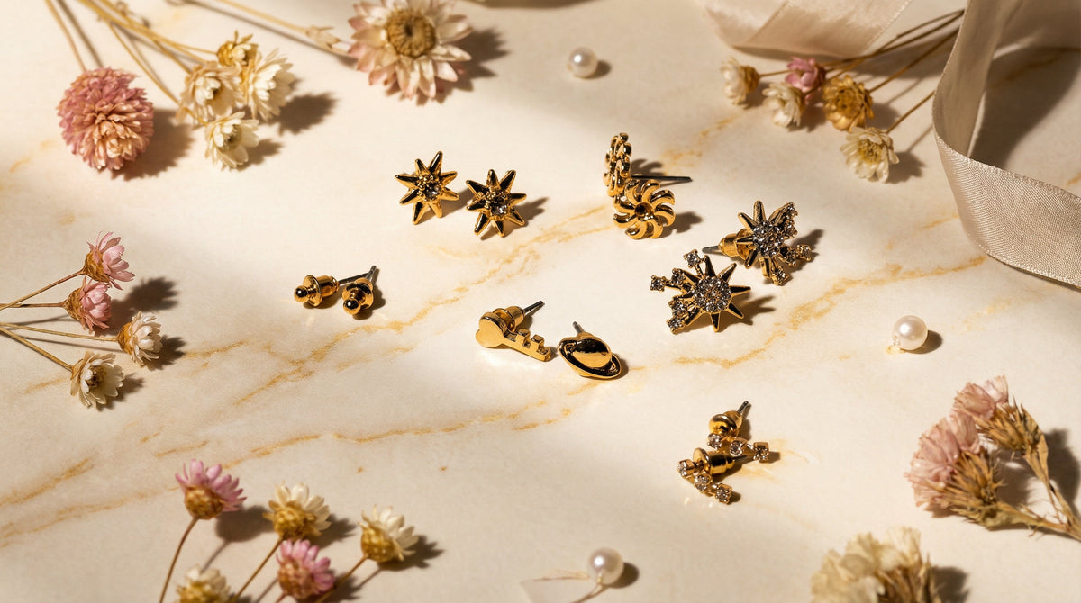 6 Gold Earring Star Stud Earrings - Charming Charlie