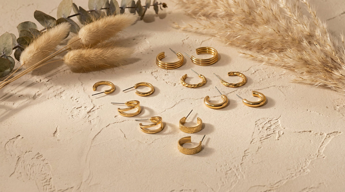 6 Gold Small Hoop Earring Pack - Charming Charlie