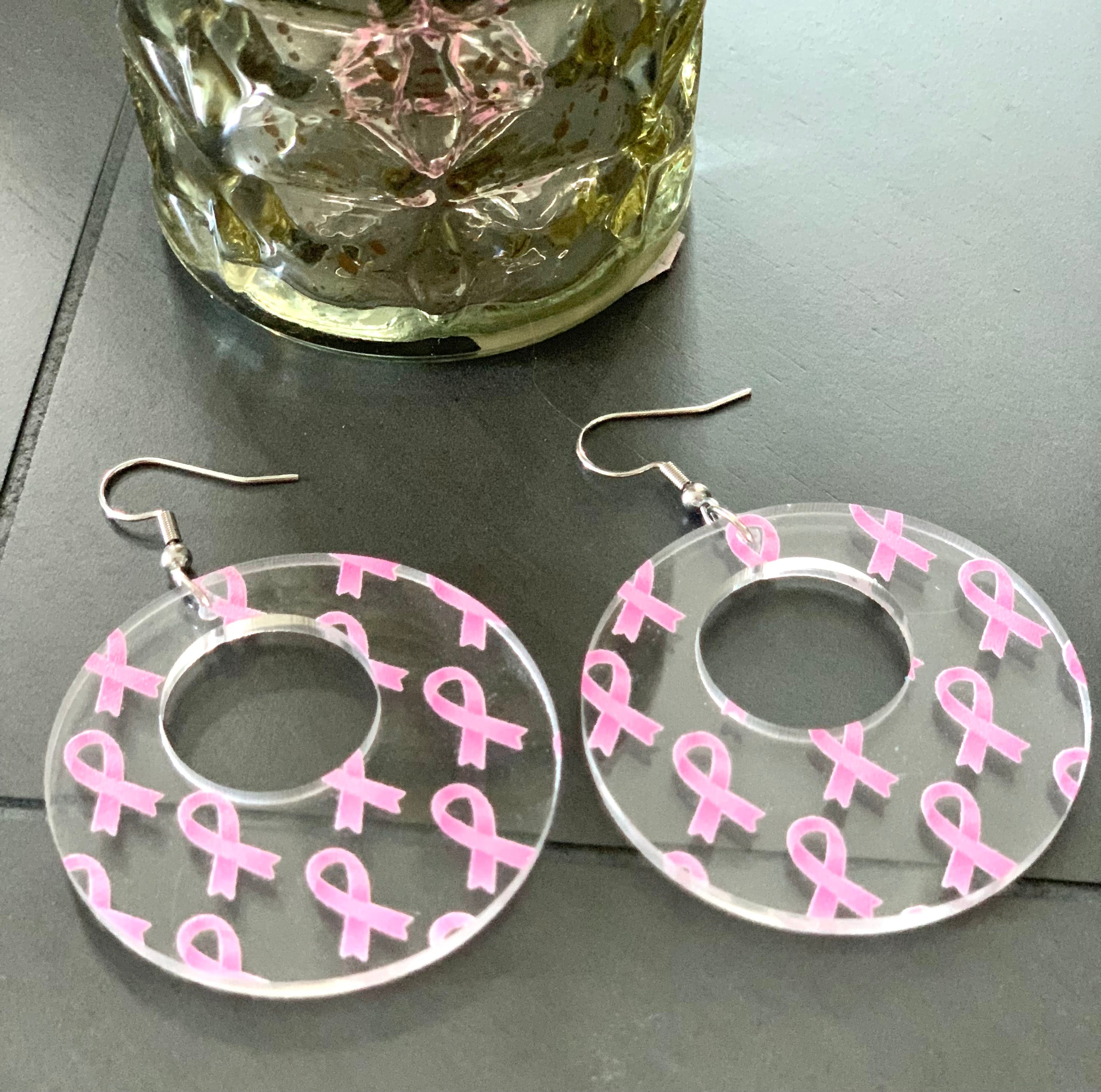Acrylic Breast Cancer Hoops - Charming Charlie