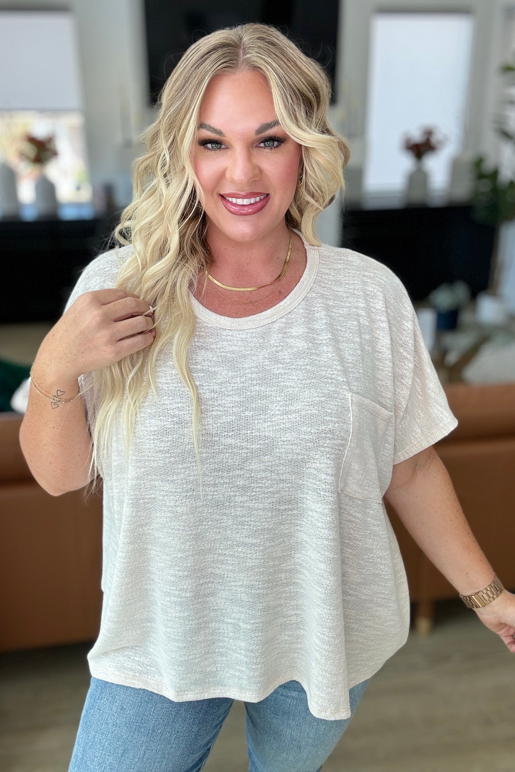 Let Light be Light Drop Shoulder Oversized Tee in Sand Beige - Charming Charlie