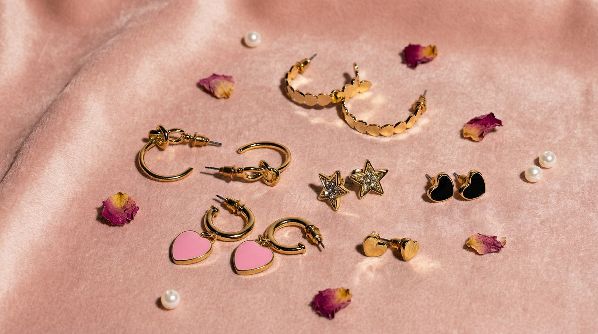 6 Pack Pink Heart Earring Set - Charming Charlie