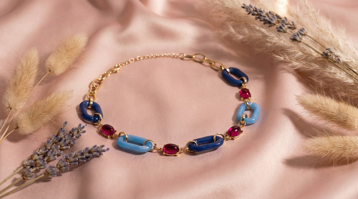 Blue Link Necklace - Charming Charlie