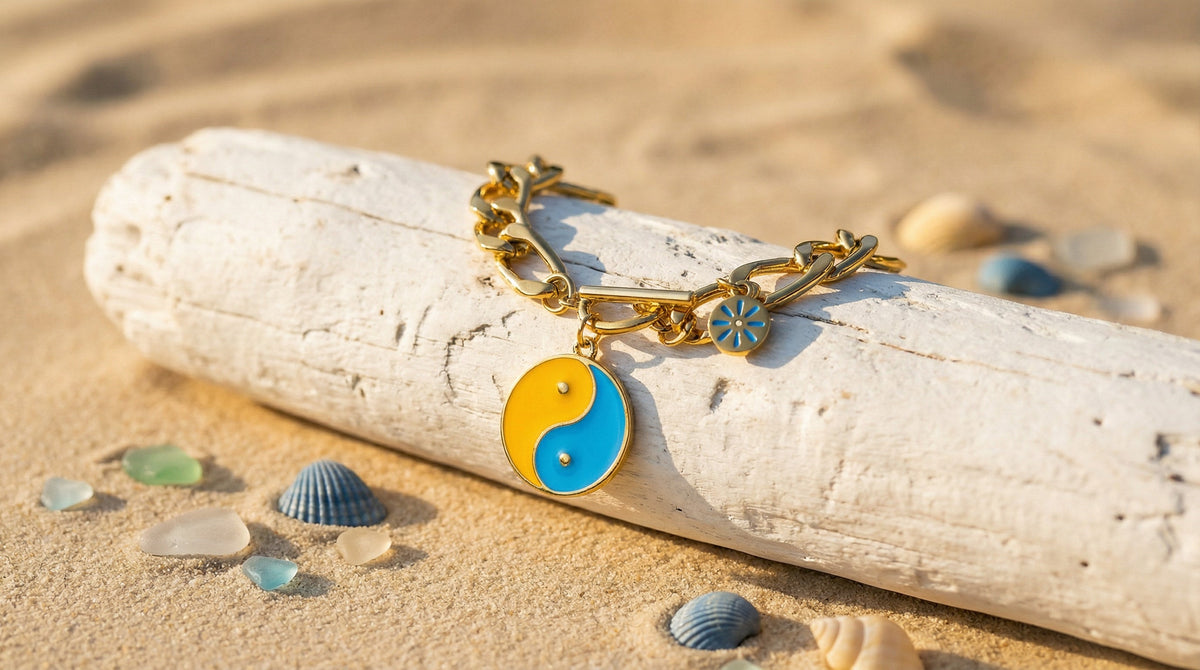 Blue And Yellow Yink Yang Bracelet - Charming Charlie