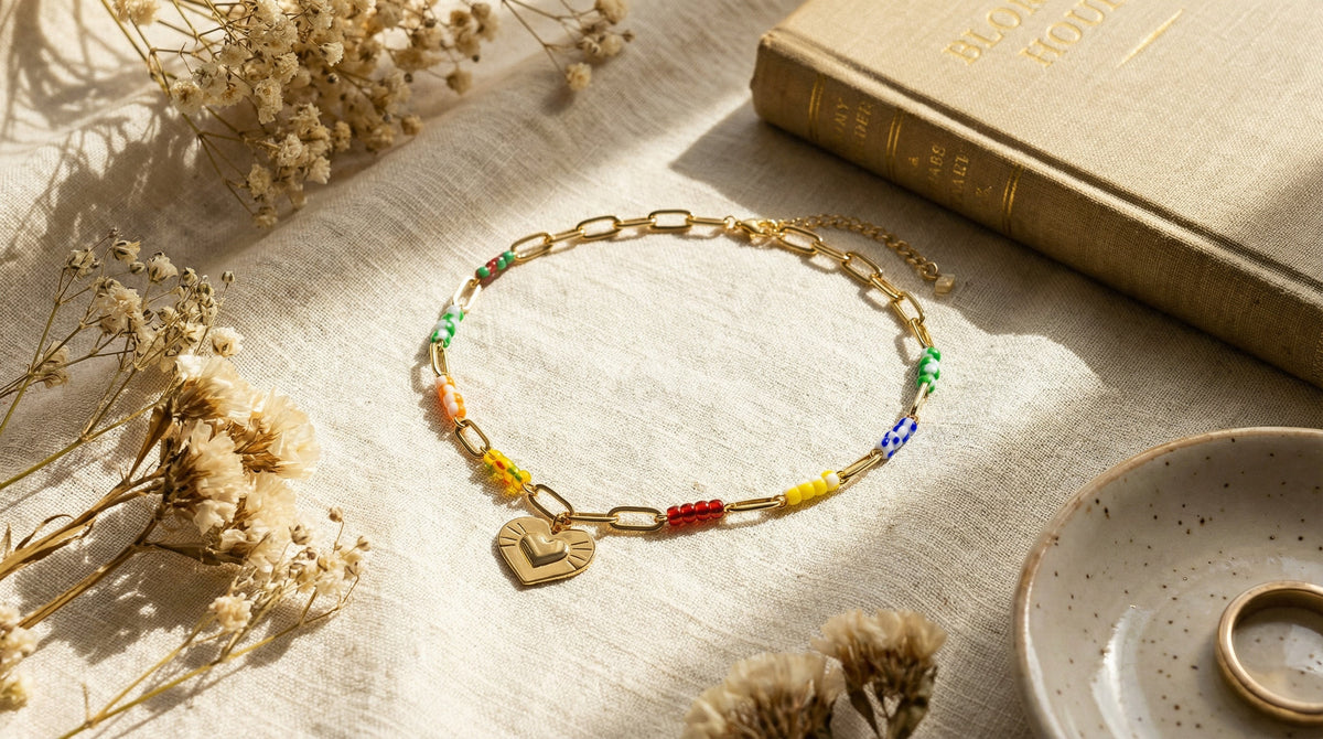 Beaded Colorful Heart Necklace - Charming Charlie
