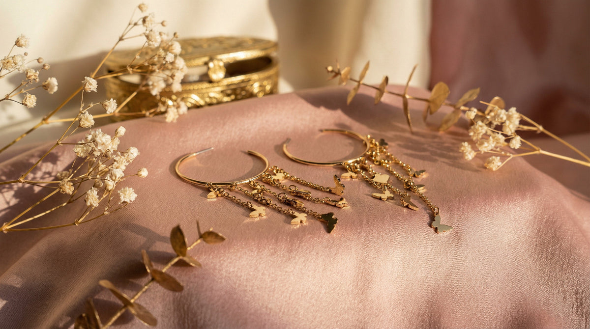 Butterfly Drop Earrings Gold - Charming Charlie