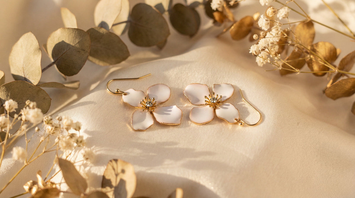 Enamal White Flower Earring - Charming Charlie