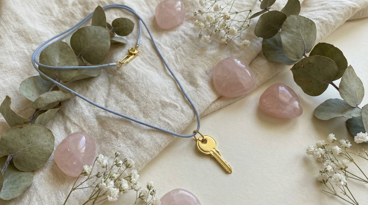 French Connection- Gold Key Blue Necklace - Charming Charlie