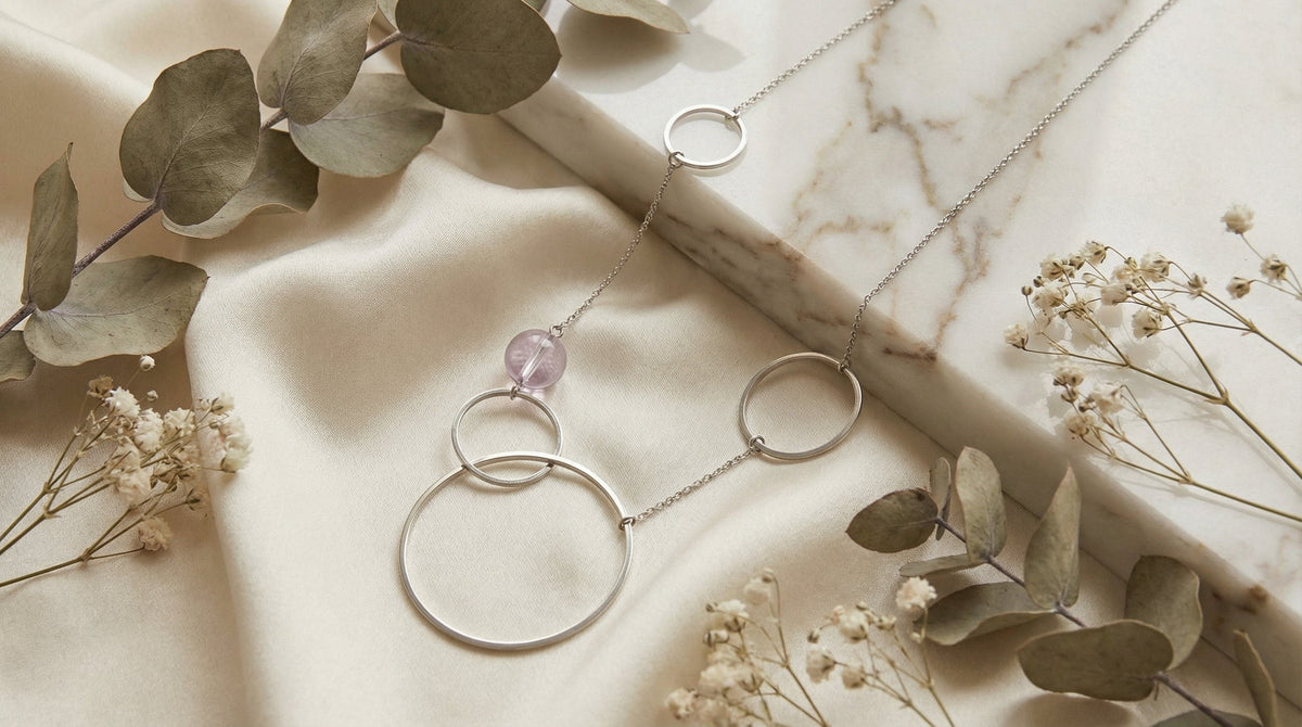 French Connection- Silver Violet Loop Necklace - Charming Charlie