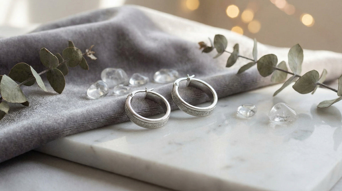 GL Creations- Sterling Silver 20mm Stardust Hoop Earrings - Charming Charlie