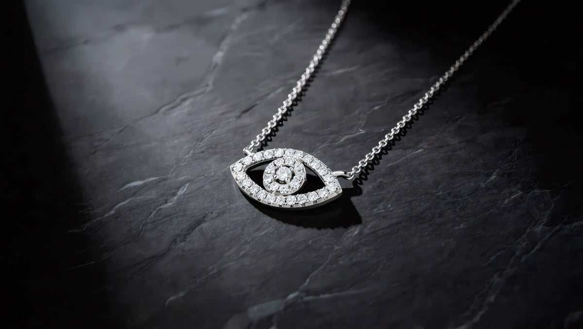 GL Creations- Sterling Silver CZ Evil Eye Pendant - Charming Charlie