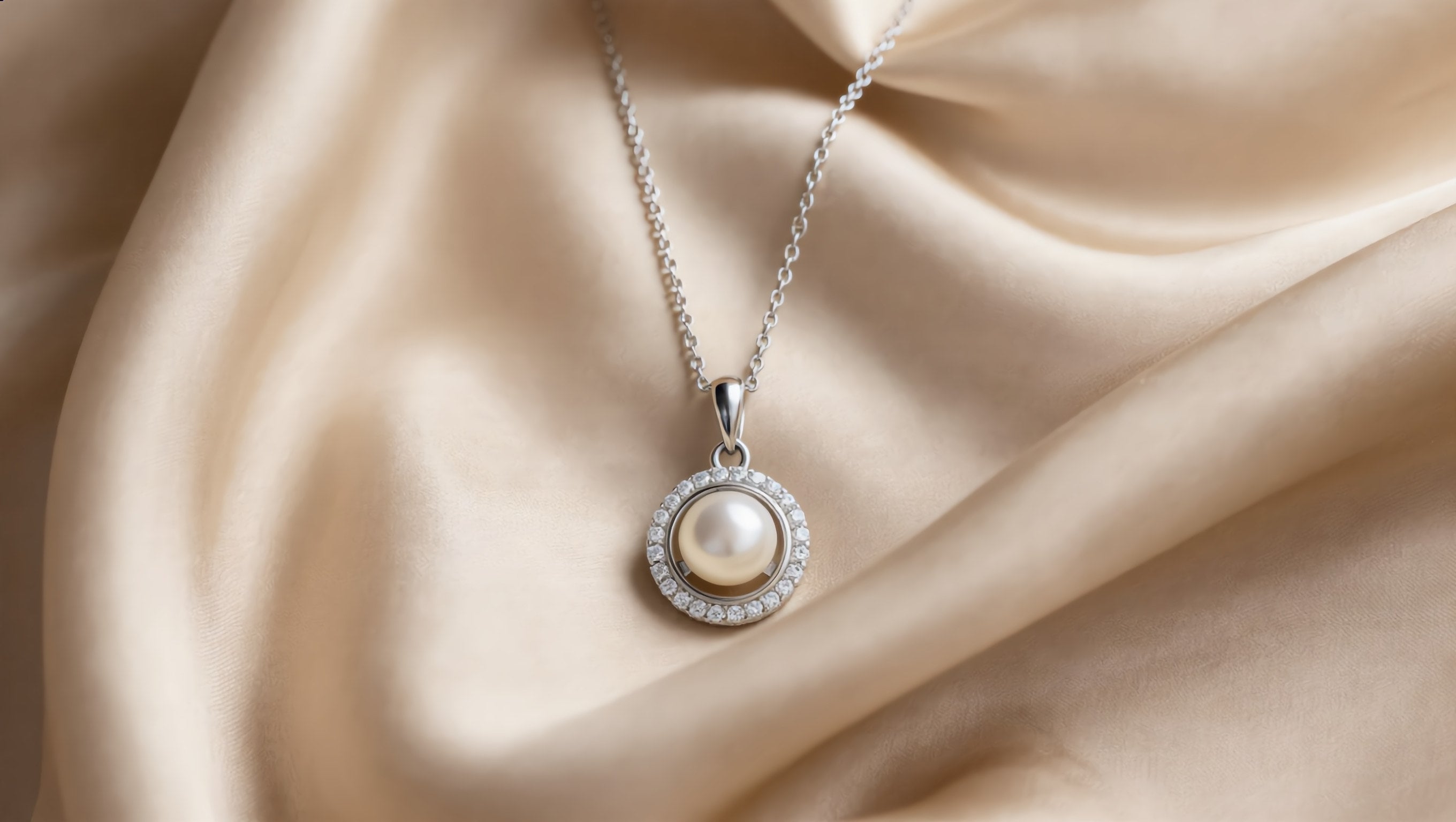 GL Creations- Sterling Silver CZ Halo Pendant w/ Pearl on 16+2" Chain - Charming Charlie