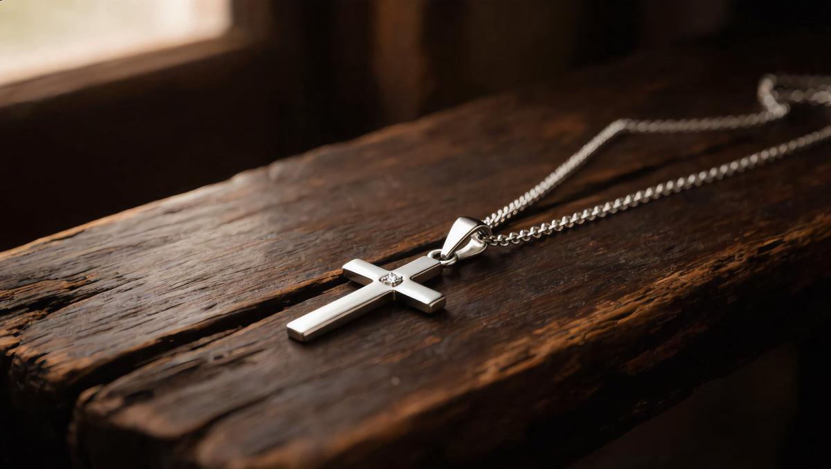 GL Creations- Sterling Silver Cross Pendant CZ Necklace - Charming Charlie