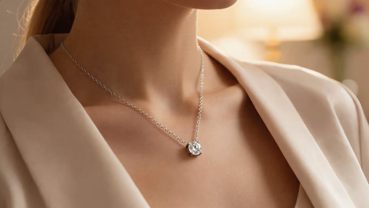 GL Creations- Sterling Silver 6mm Solitaire CZ Necklace - Charming Charlie
