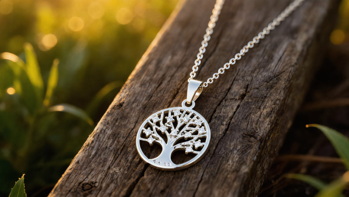 GL Creations- Sterling Silver CZ Tree of Life Pendant - Charming Charlie