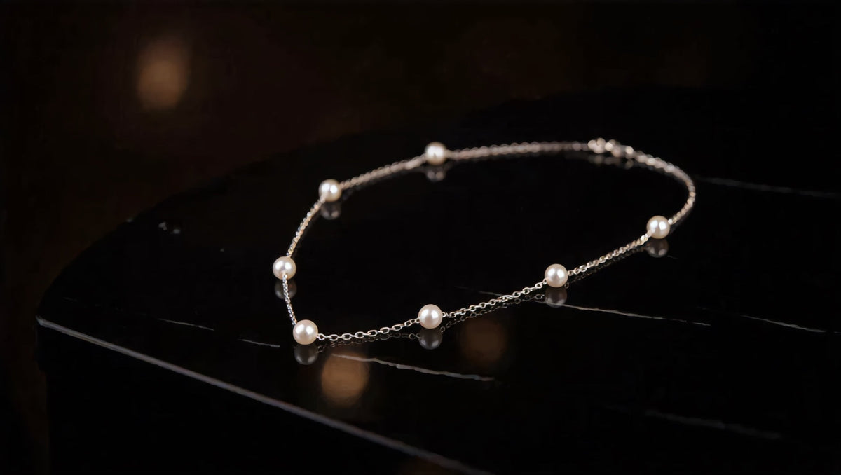 GL Creations- Sterling Silver Pearl Station Necklace 16+2" Chain - Charming Charlie