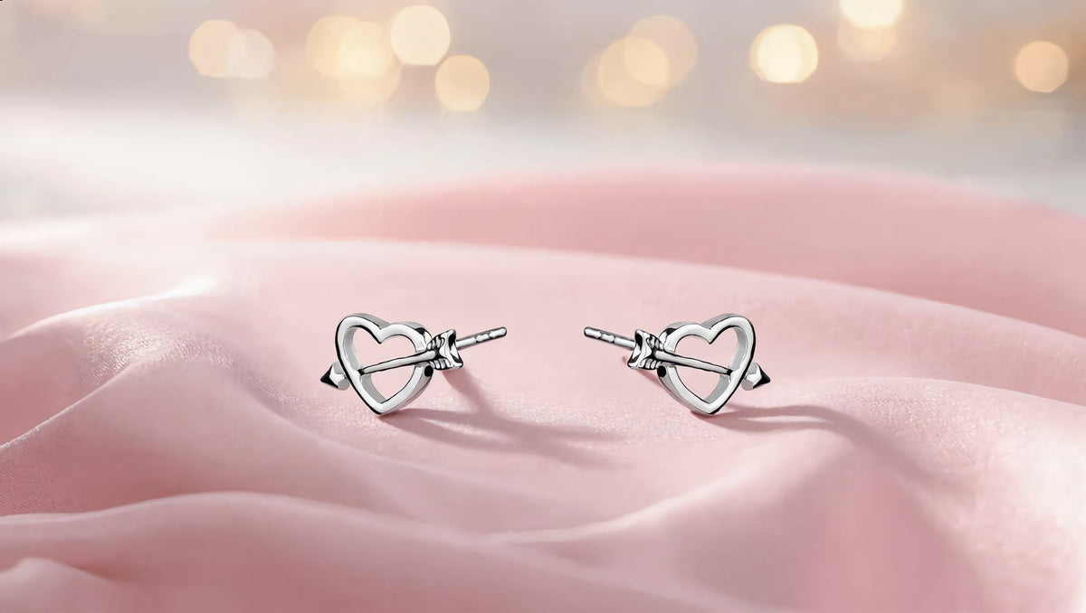 GL Creations- Sterling Silver Heart/ Arrow Stud Earrings - Charming Charlie