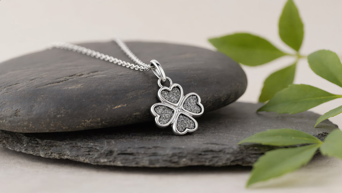 GL Creations- Sterling Silver Four Leaf Clover STARDUST Pendant Necklace - Charming Charlie