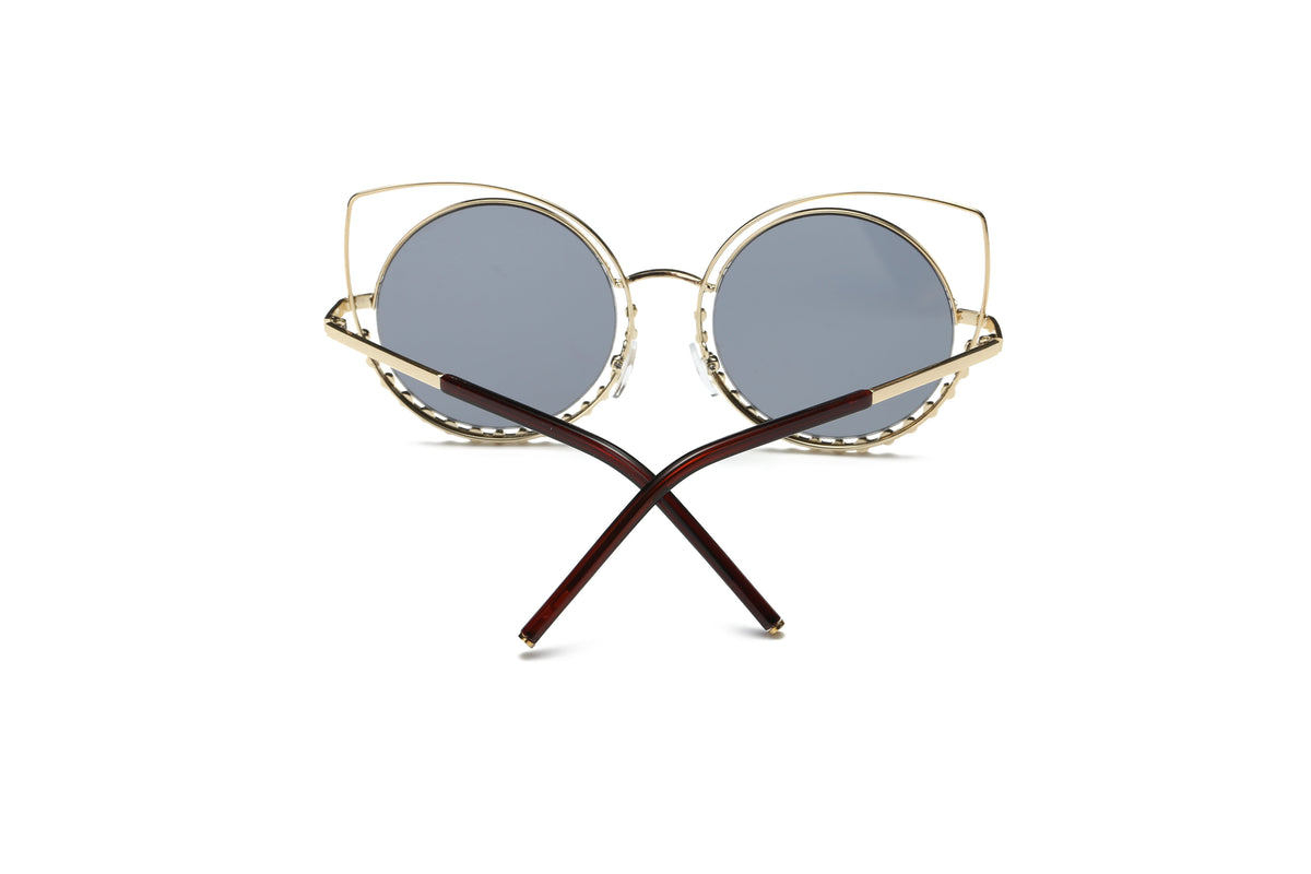 Holland - Pearl-Studded Cut-Out Cat Eye Princess Sunglasses - Charming Charlie