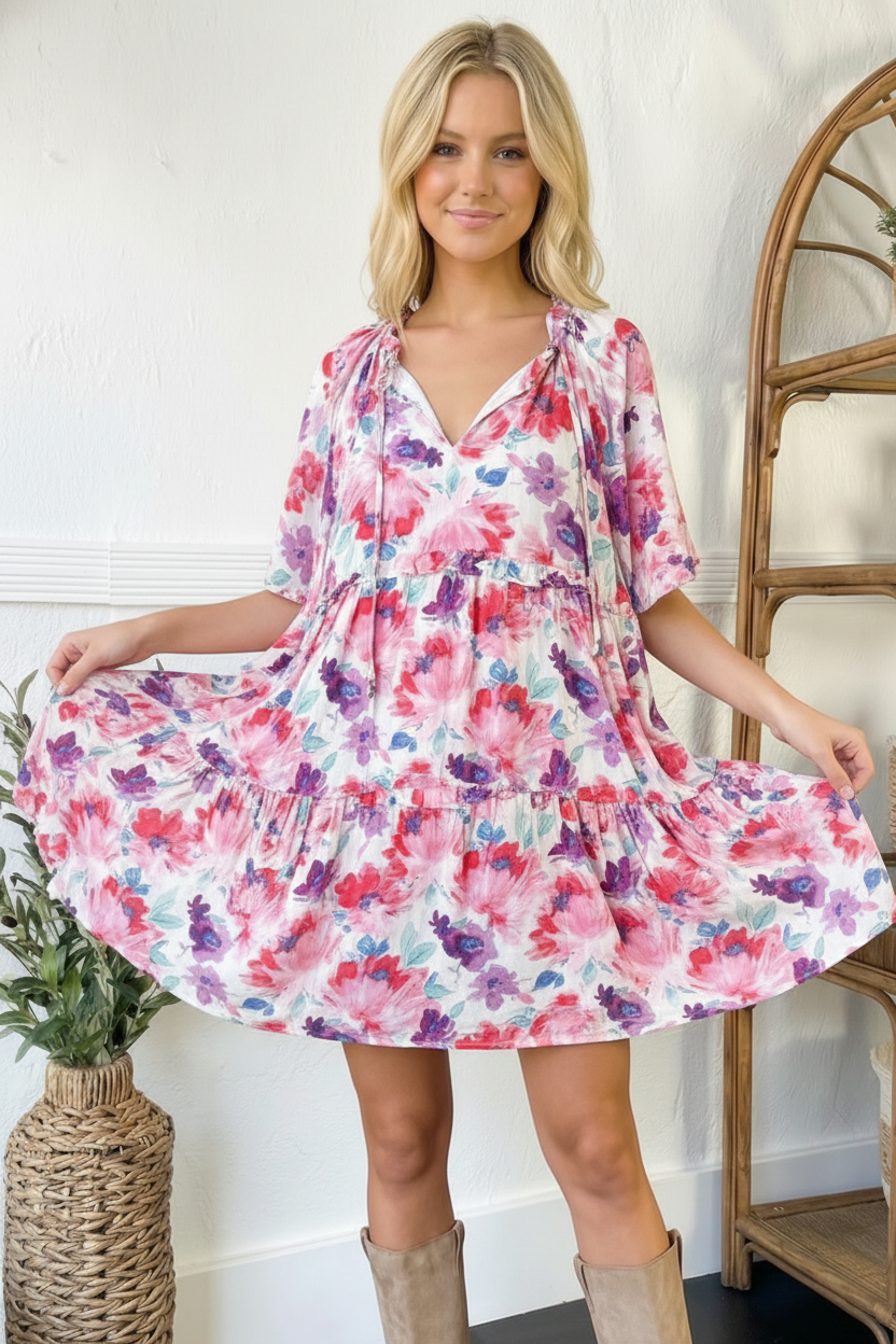 Petal Parade Tiered Dress - Charming Charlie