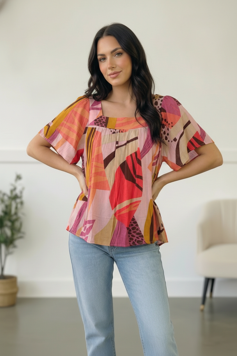 Art Walk Print Blouse - Charming Charlie
