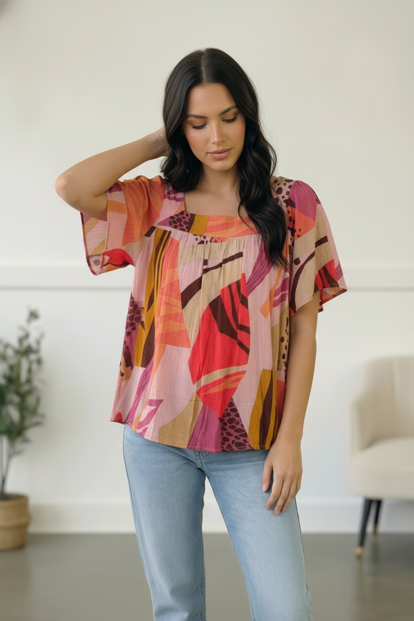 Art Walk Print Blouse - Charming Charlie