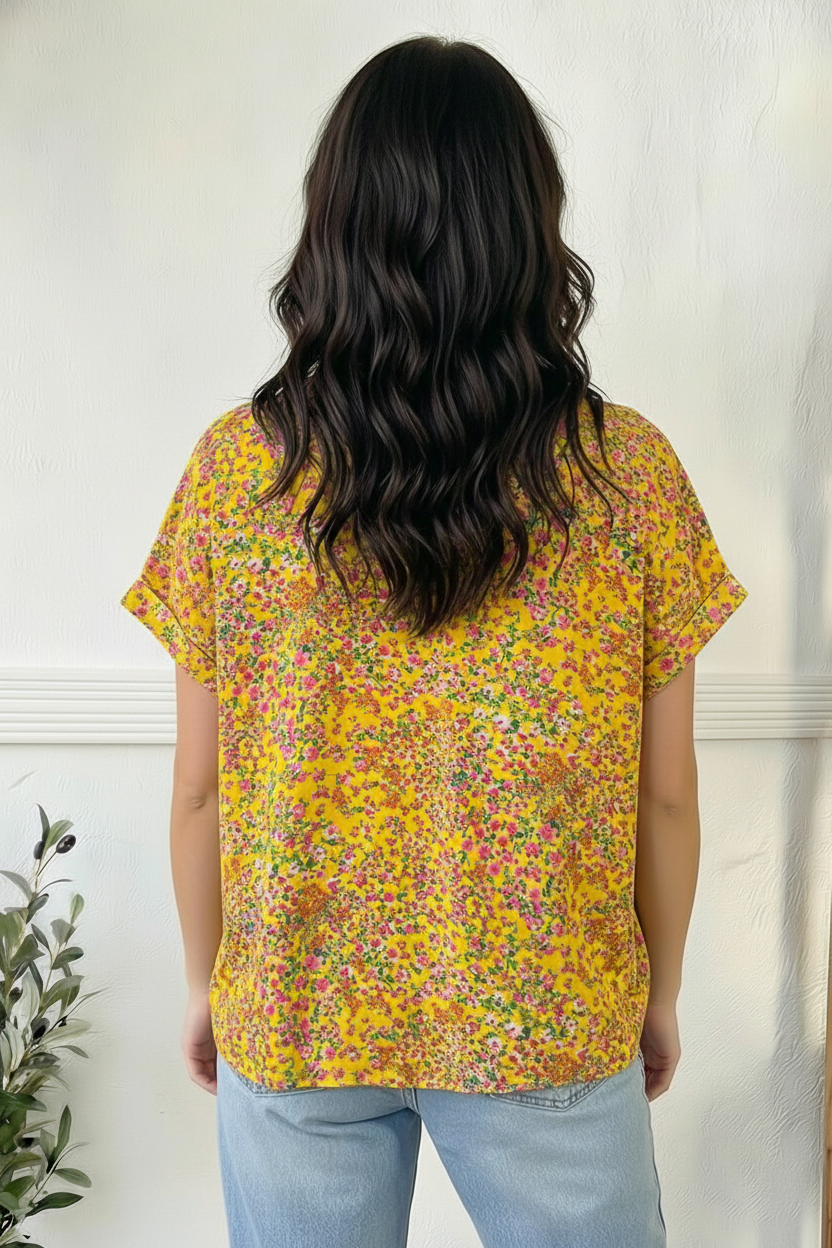 Sunlit Meadow Floral Top - Charming Charlie