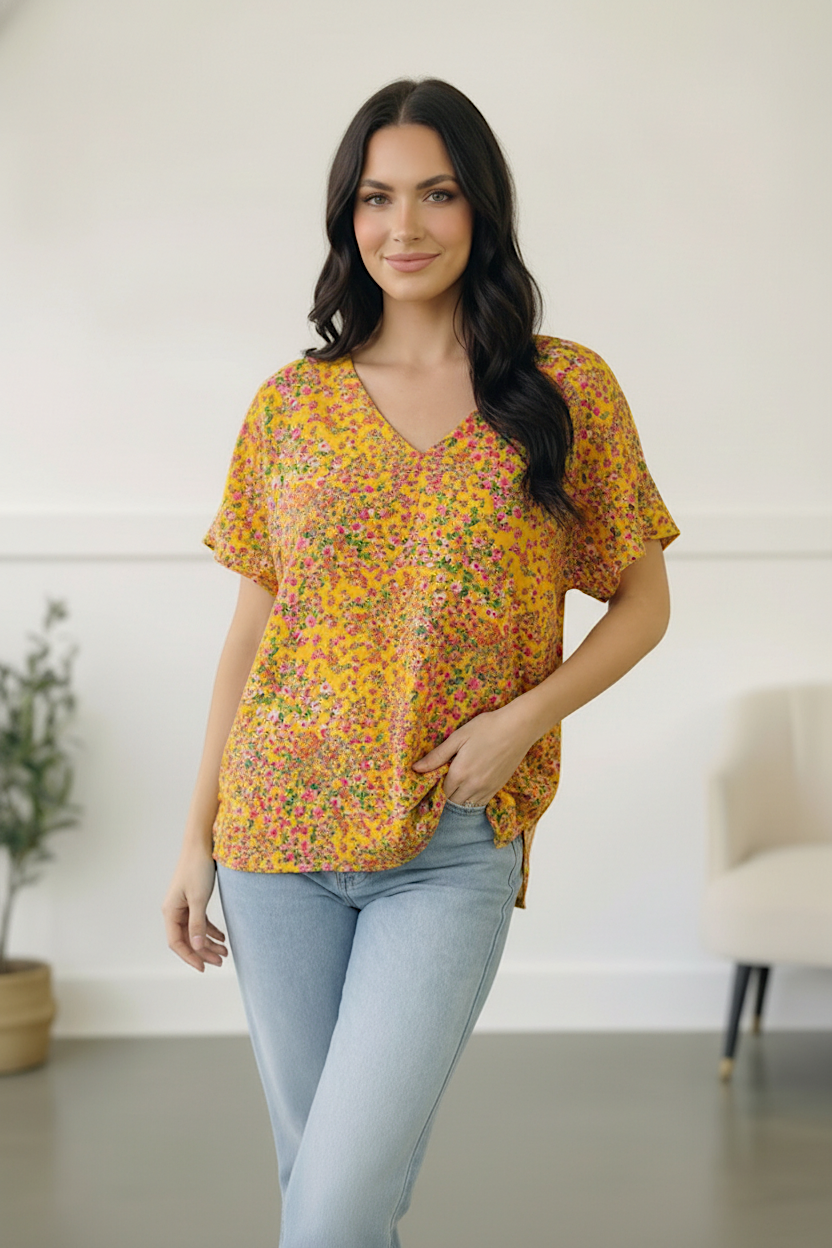 Sunlit Meadow Floral Top - Charming Charlie