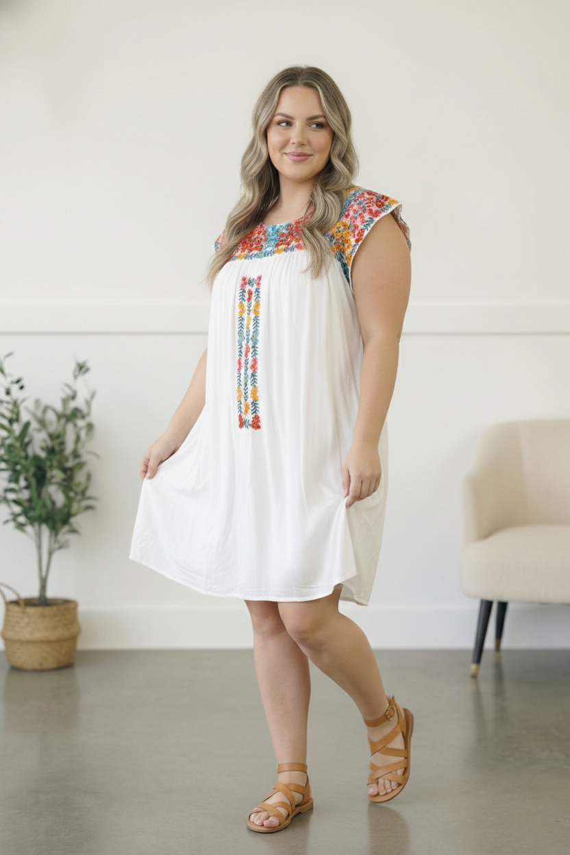 Fiesta Bloom Embroidered Dress - Charming Charlie