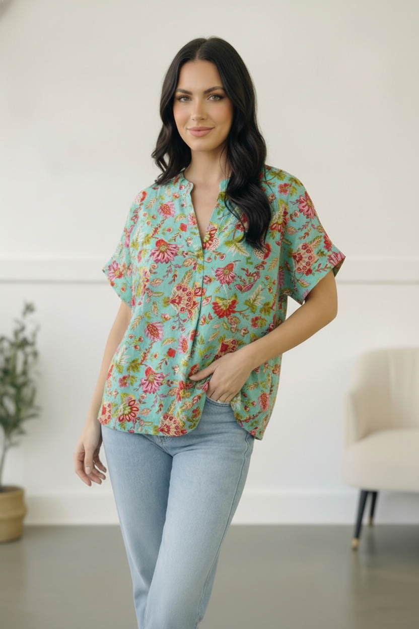 Jade Garden Easy Does it Blouse - Charming Charlie