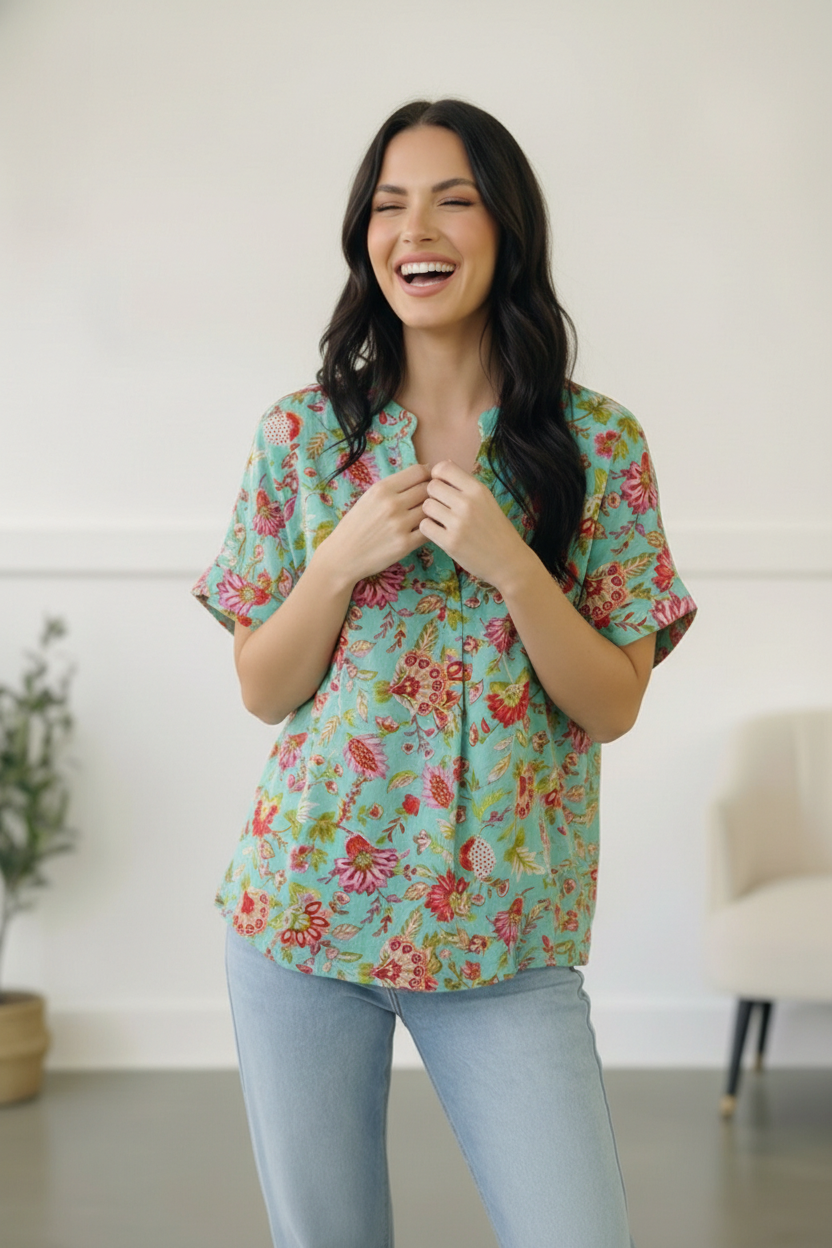 Jade Garden Easy Does it Blouse - Charming Charlie