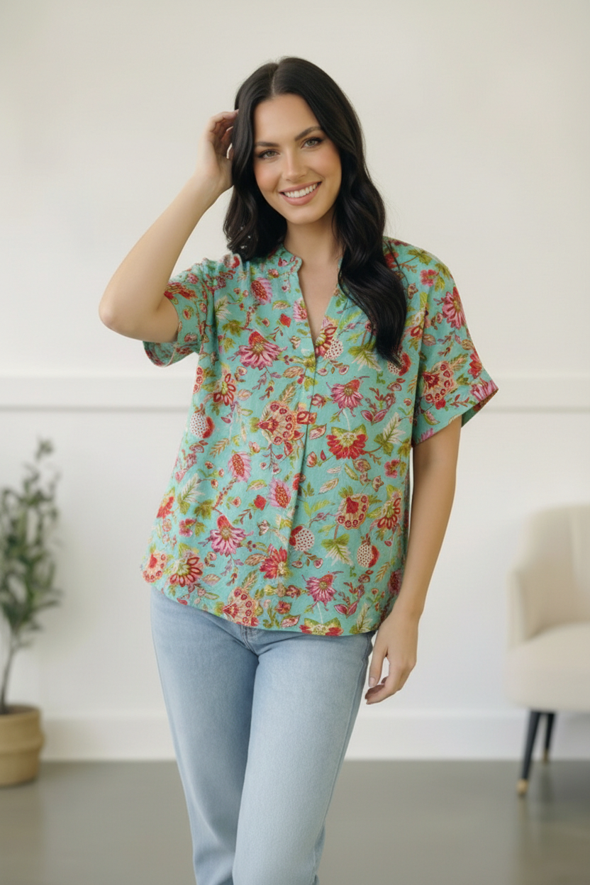 Jade Garden Easy Does it Blouse - Charming Charlie