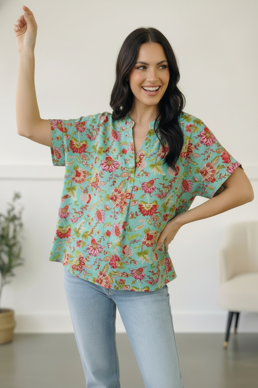 Jade Garden Easy Does it Blouse - Charming Charlie