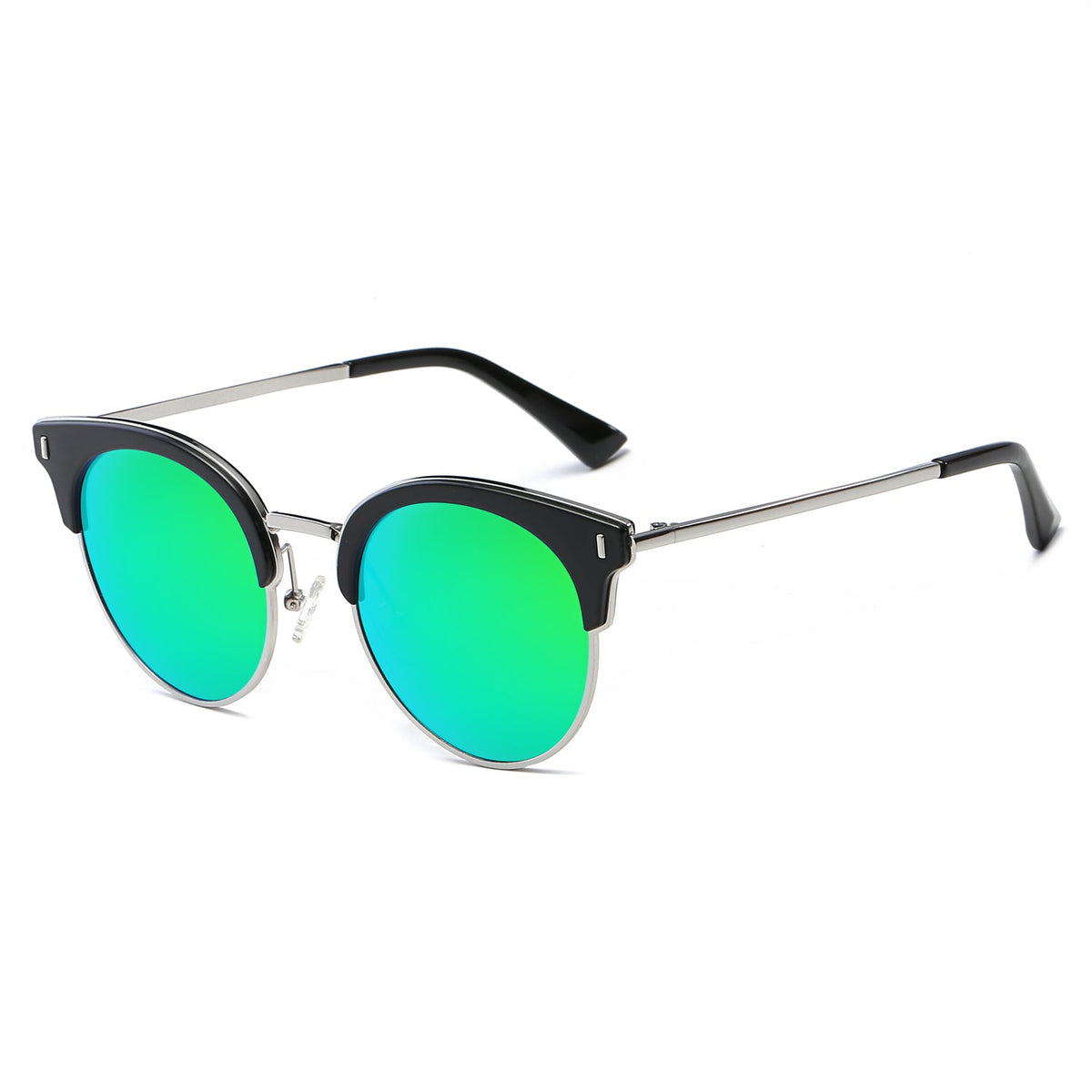 BILOXI | Women Half Frame Round Cat Eye Polarized Sunglasses - Charming Charlie