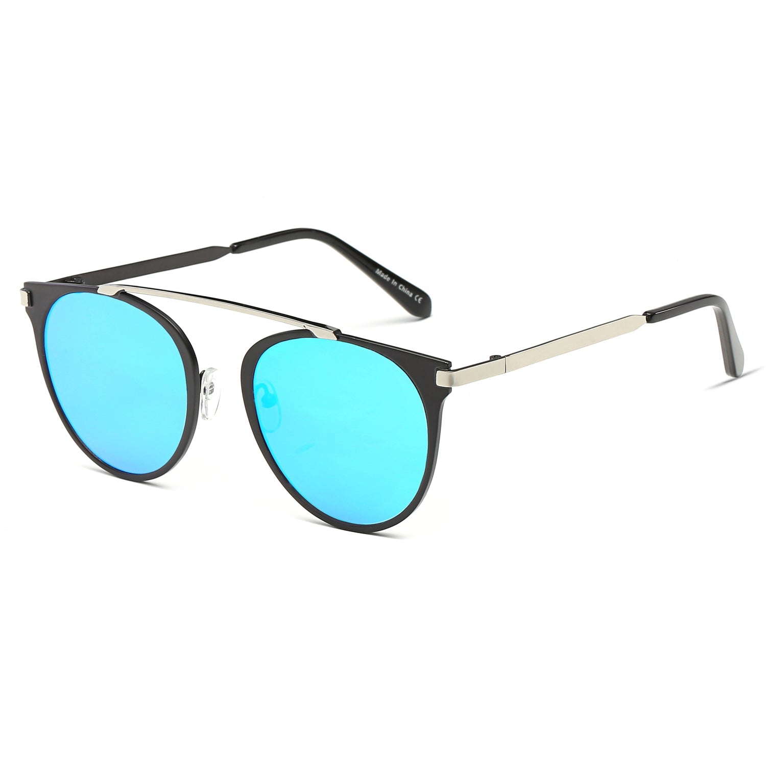 FRISCO | Modern Horn Rimmed Metal Frame Round Sunglasses - Charming Charlie