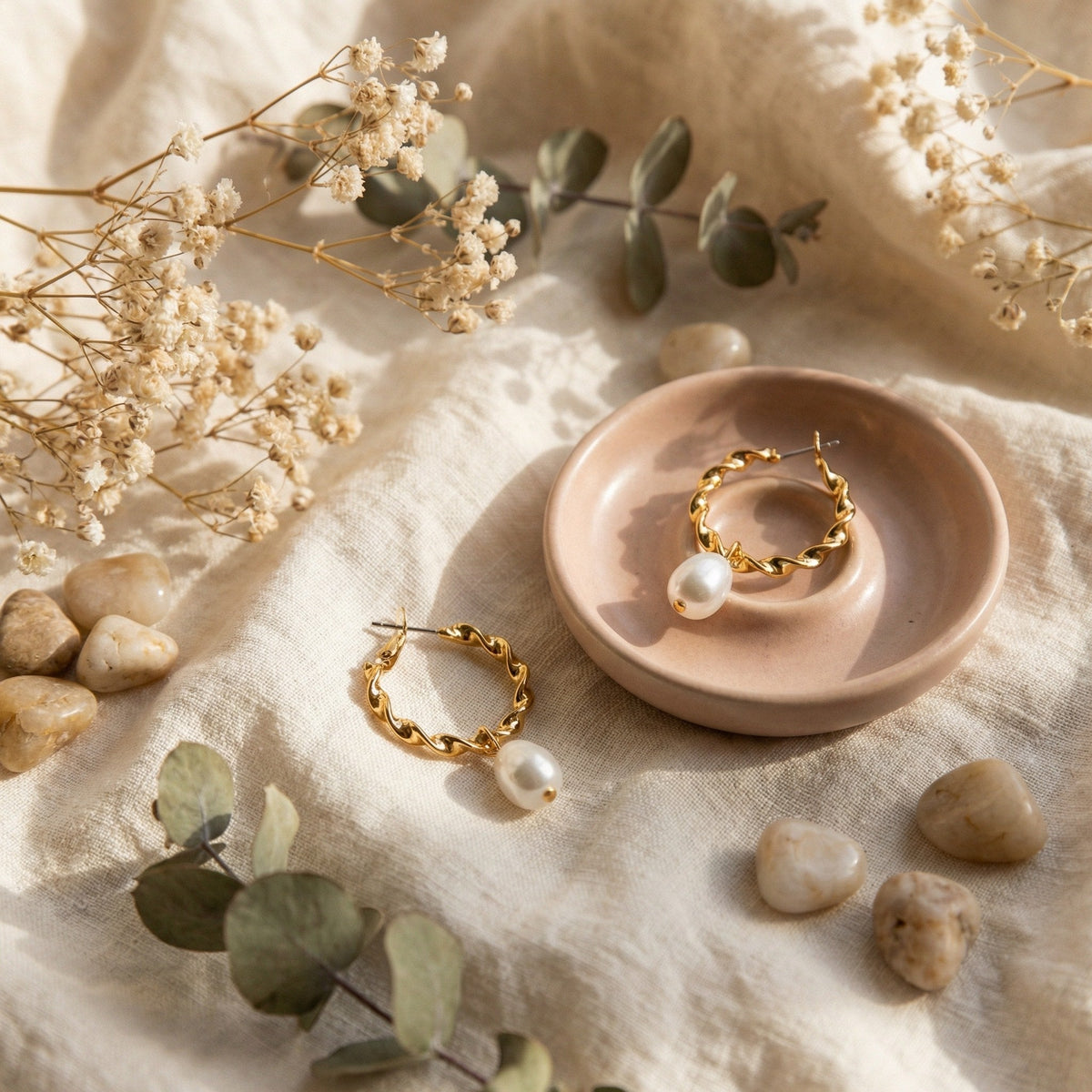 Pearl Drop On Twisted Hoop Earring - Charming Charlie
