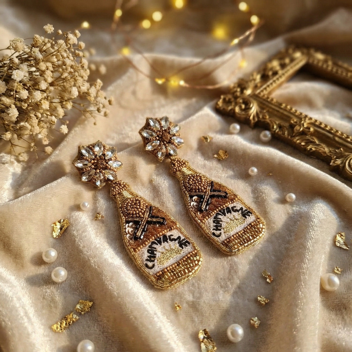 Novelty Champagne Bottle Beaded Earring - Charming Charlie