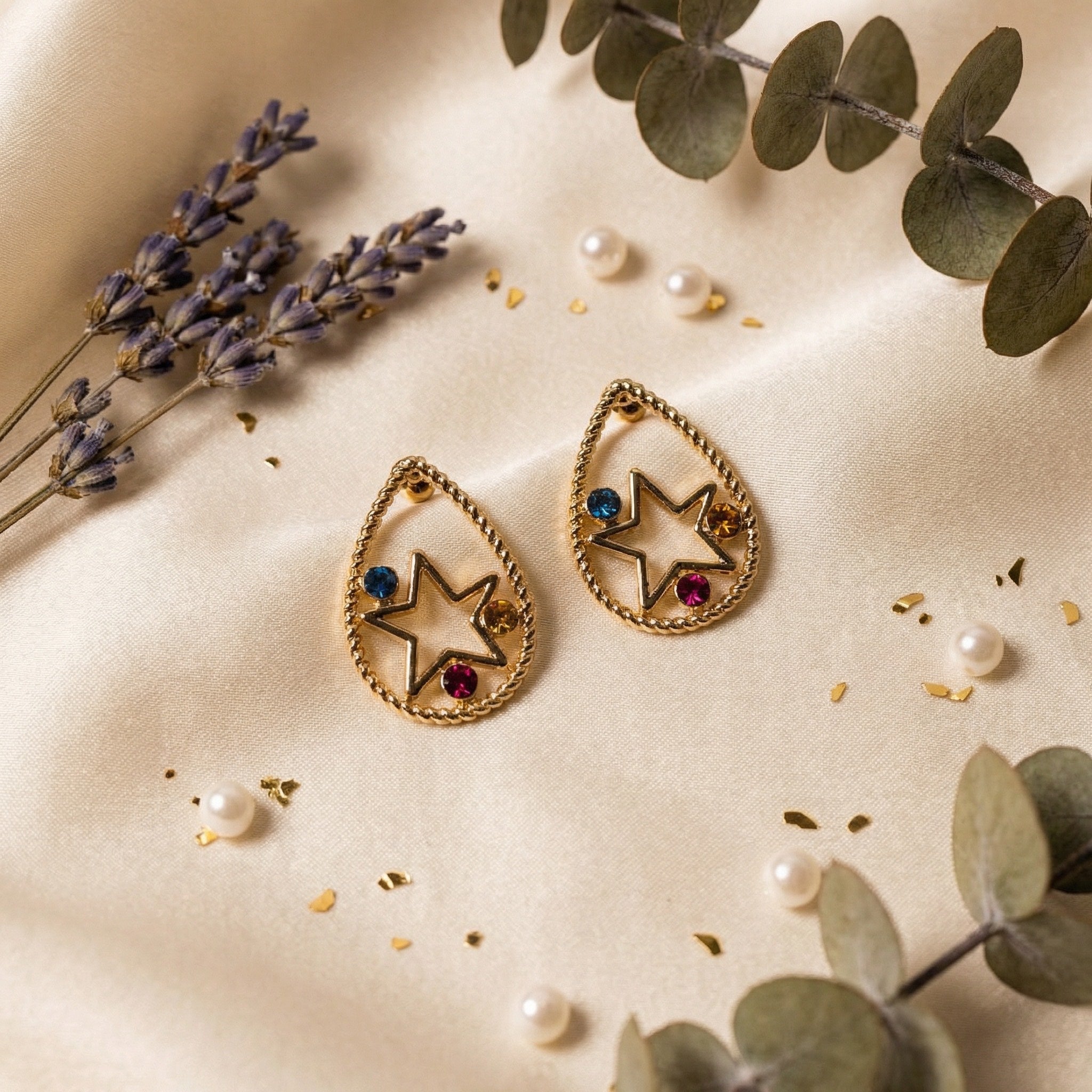 Teardrop Enclosed Star Multi Color Earring - Charming Charlie