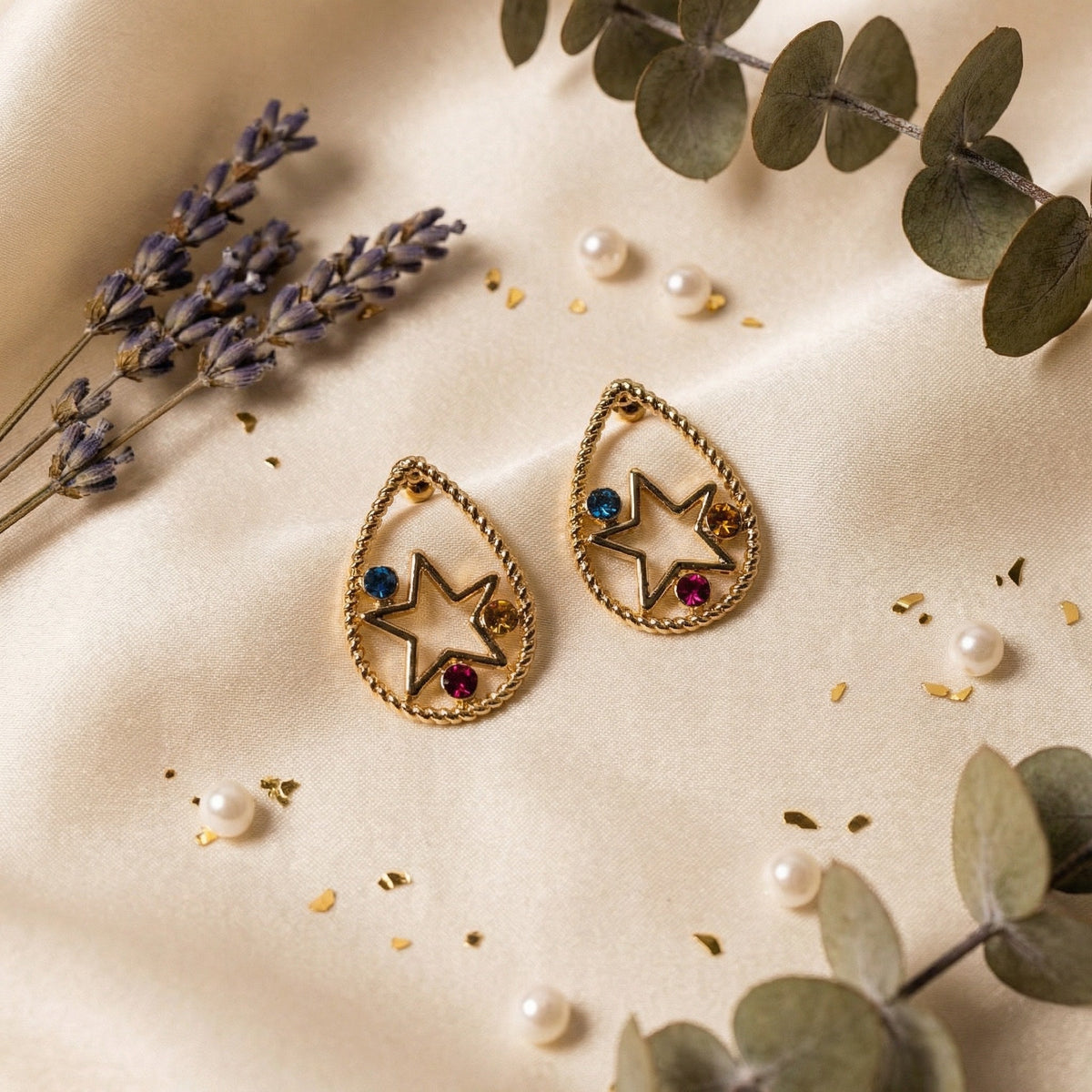 Teardrop Enclosed Star Multi Color Earring - Charming Charlie