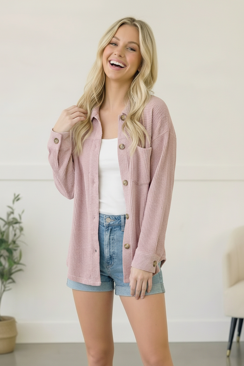 Coffee Run Corduroy Shacket - Charming Charlie
