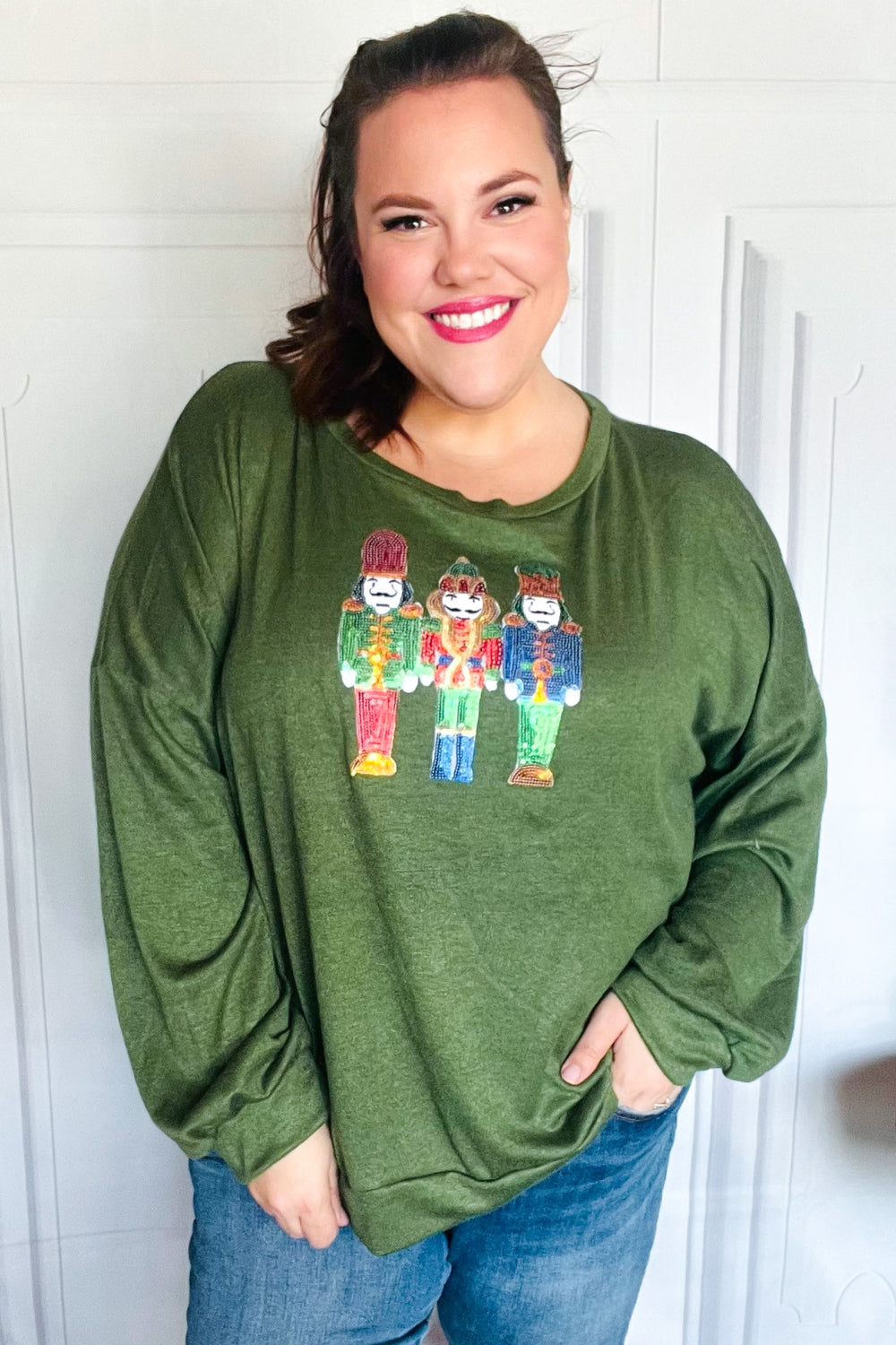 Be Merry Forest Green Nutcracker Sequin Hacci Top - Charming Charlie