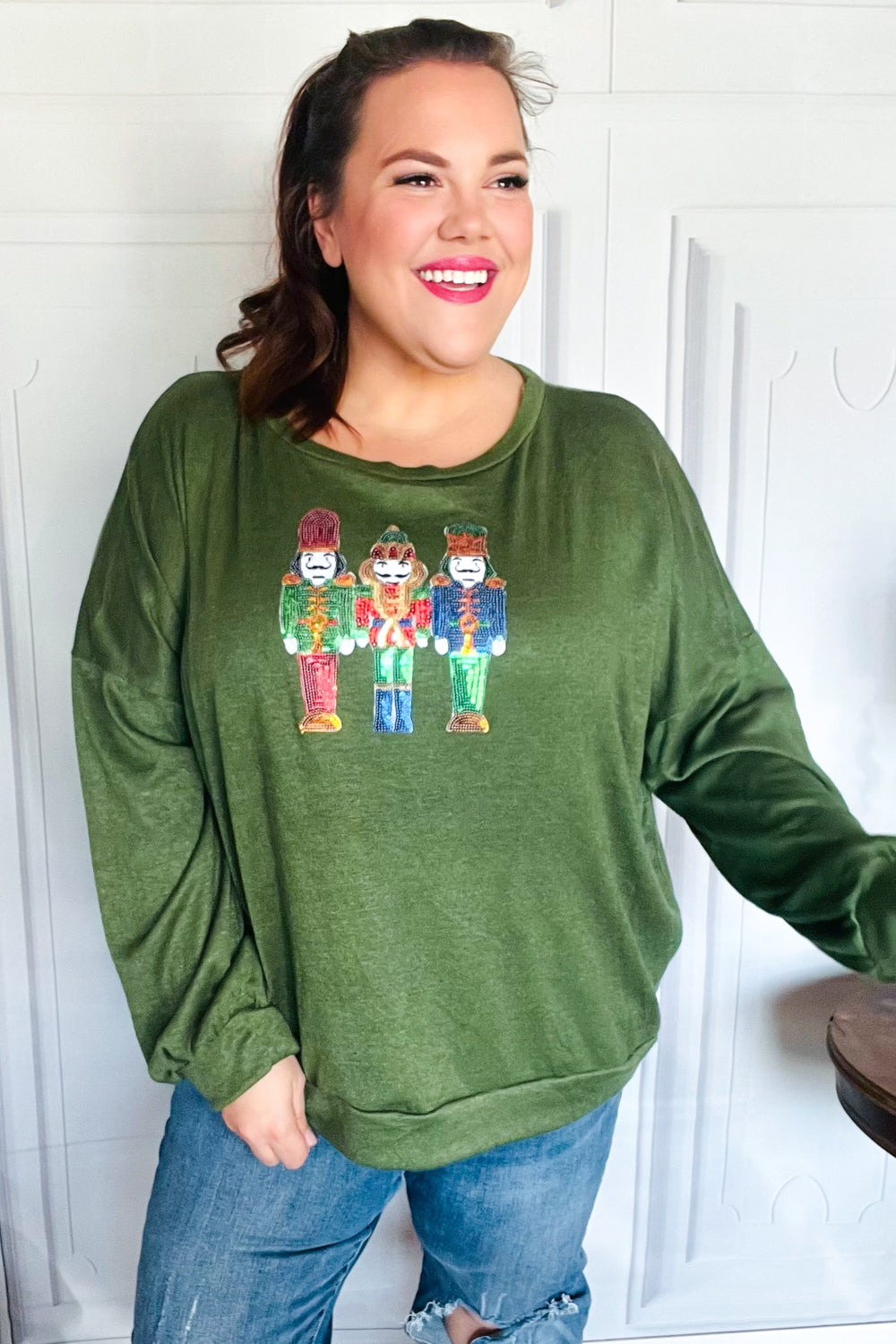 Be Merry Forest Green Nutcracker Sequin Hacci Top - Charming Charlie